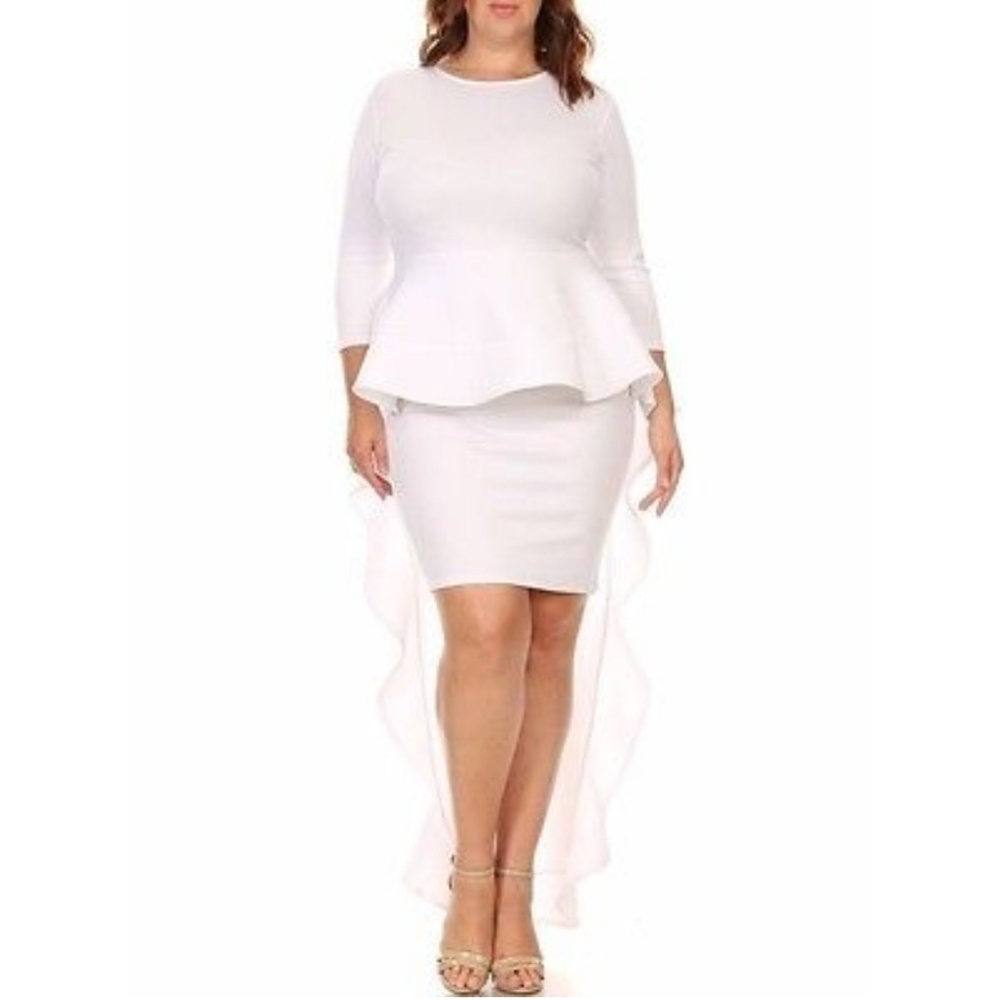 Plus Size High Low Peplum Dress